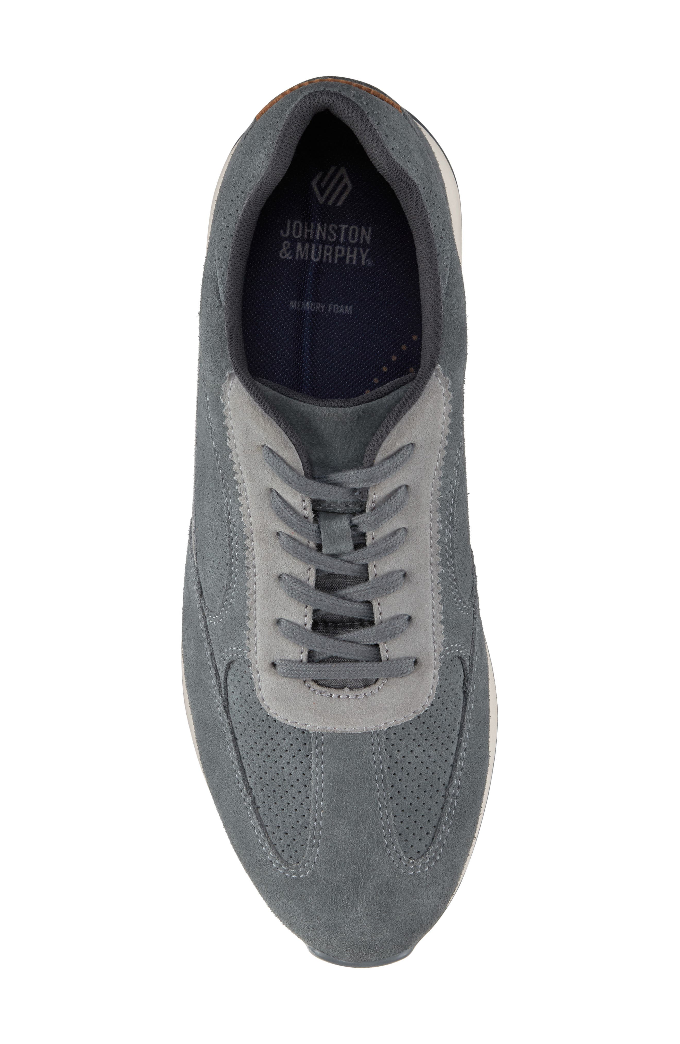 Johnston & Murphy Chase Perforated Sneaker, Alternate, color, Gray Suede