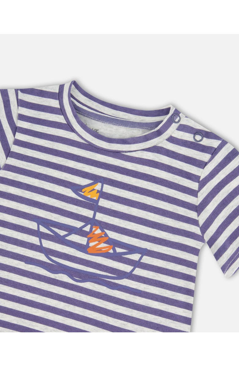 Deux par Deux Baby Boy's Organic Cotton Top And Muslin Pant Set Striped Navy, Alternate, color, 