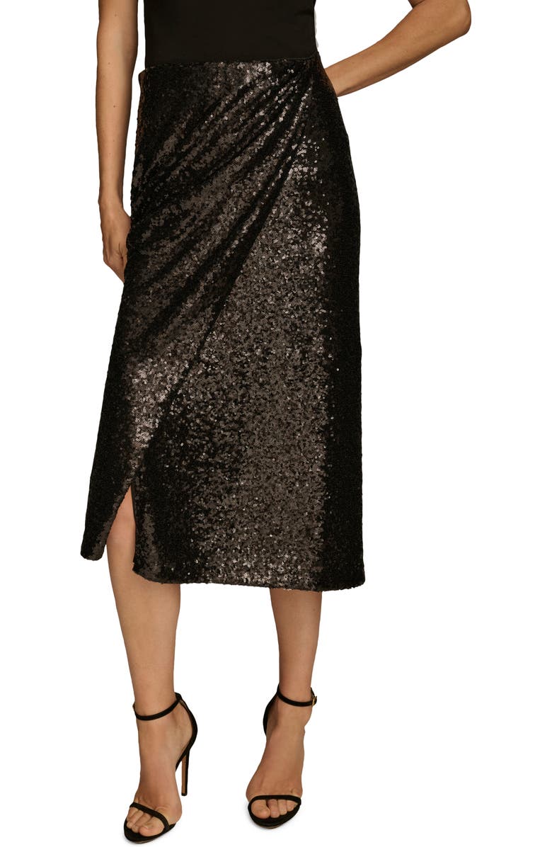 Donna Karan New York Sequin Faux Wrap Skirt, Main, color, 