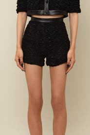 Contessa Mills Blair Whimsical Lambskin-Trimmed Novelty Shorts