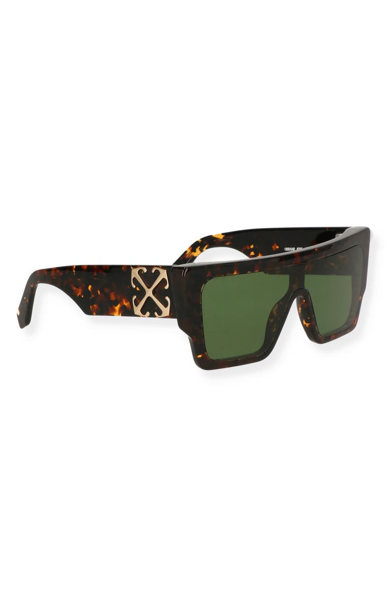 Off-White Marion 133mm Shield Sunglasses, Alternate, color, Havana Green
