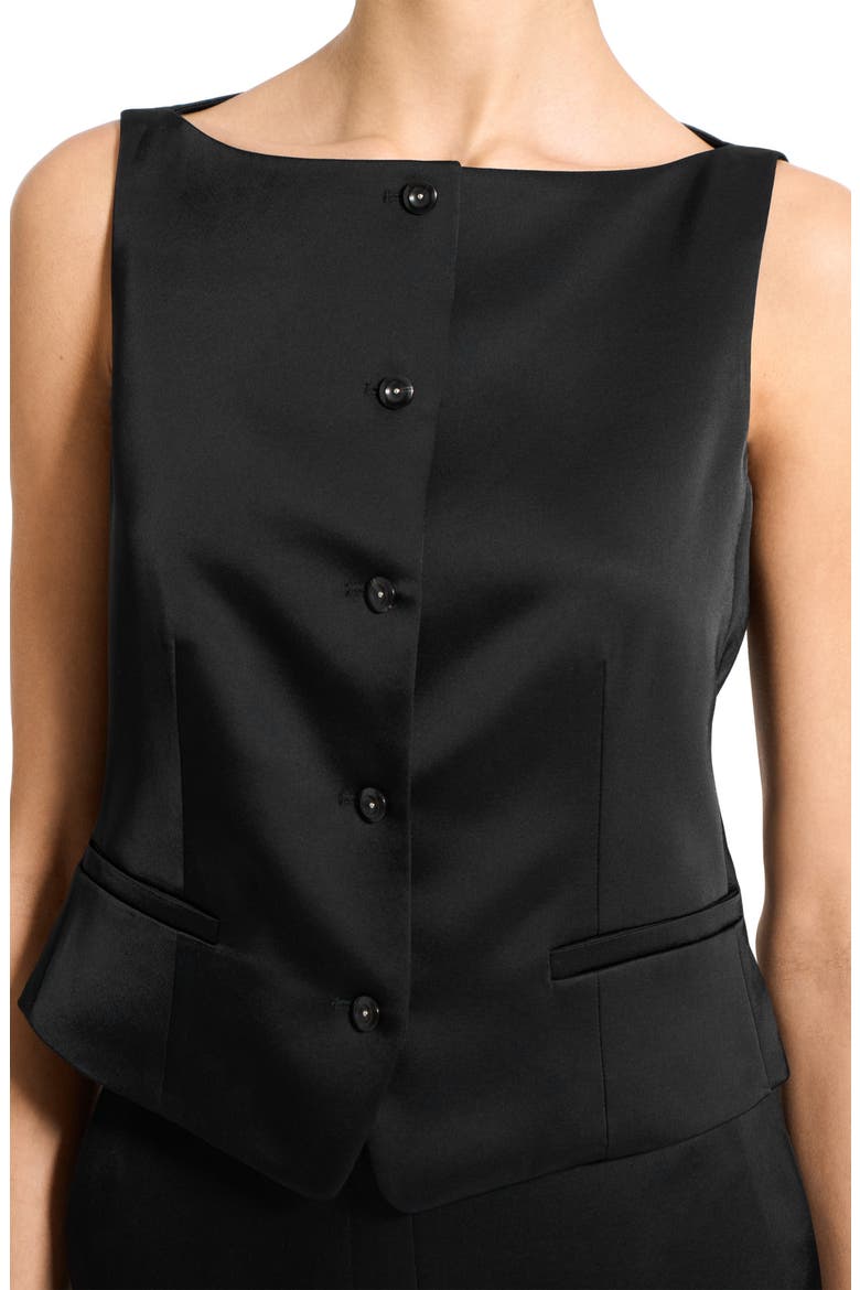 Boat Neck Satin Vest, Alternate, color, BLACK