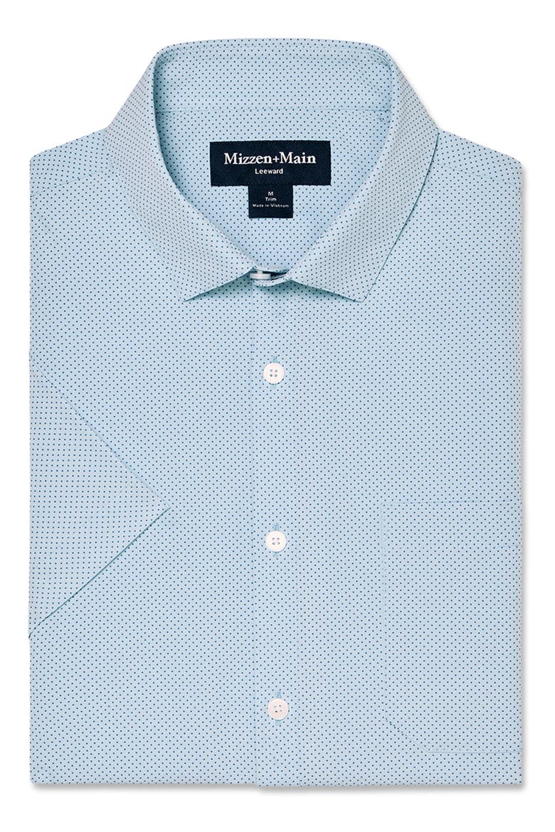 Leeward Short Sleeve Performance Button-Up Shirt, Alternate, color, CLOUD BLUE TONAL MICRO DOT