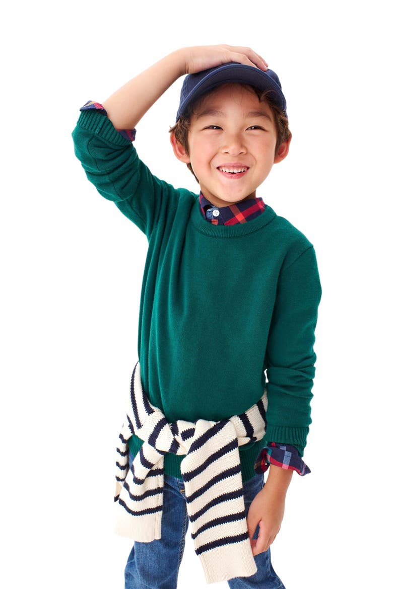 Kids Crewneck Sweater, Alternate, color, Ivy