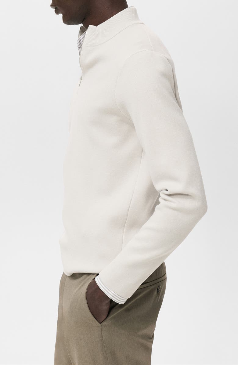MANGO Quarter Zip Sweater, Alternate, color, Light/ Pastel Grey