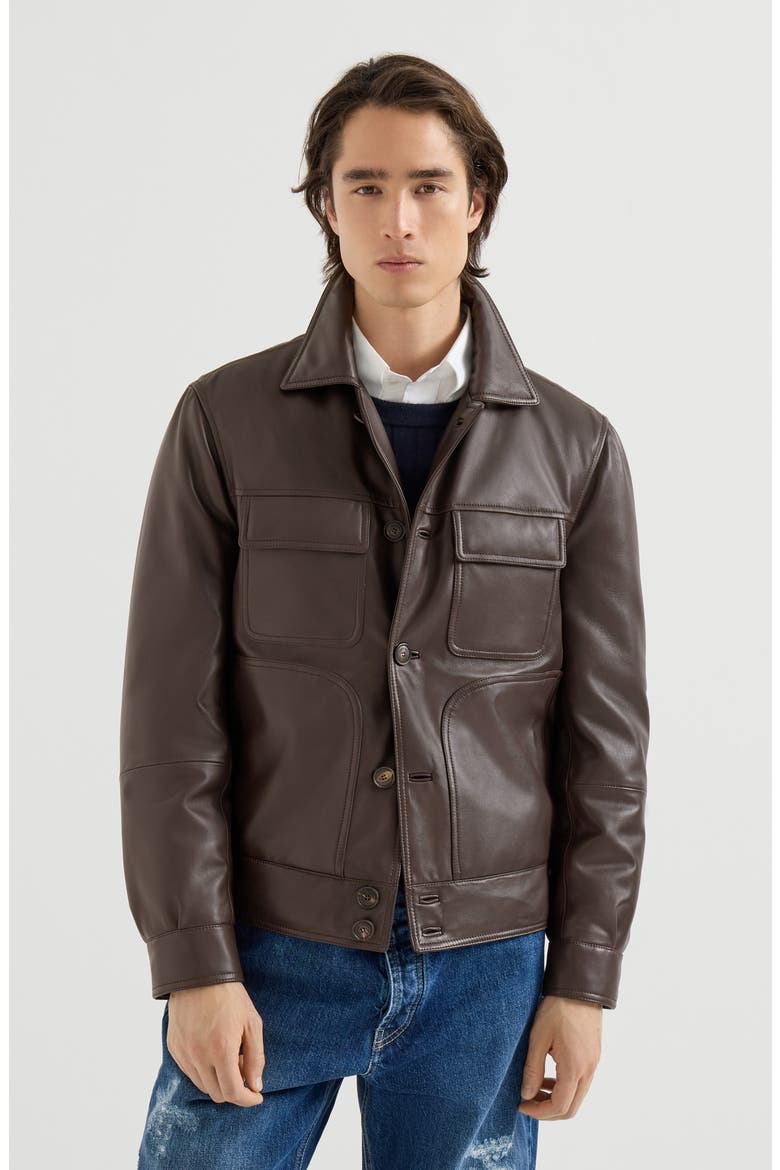 Nappa leather outerwear jacket with Thermore® padding, Main, color, Coffee