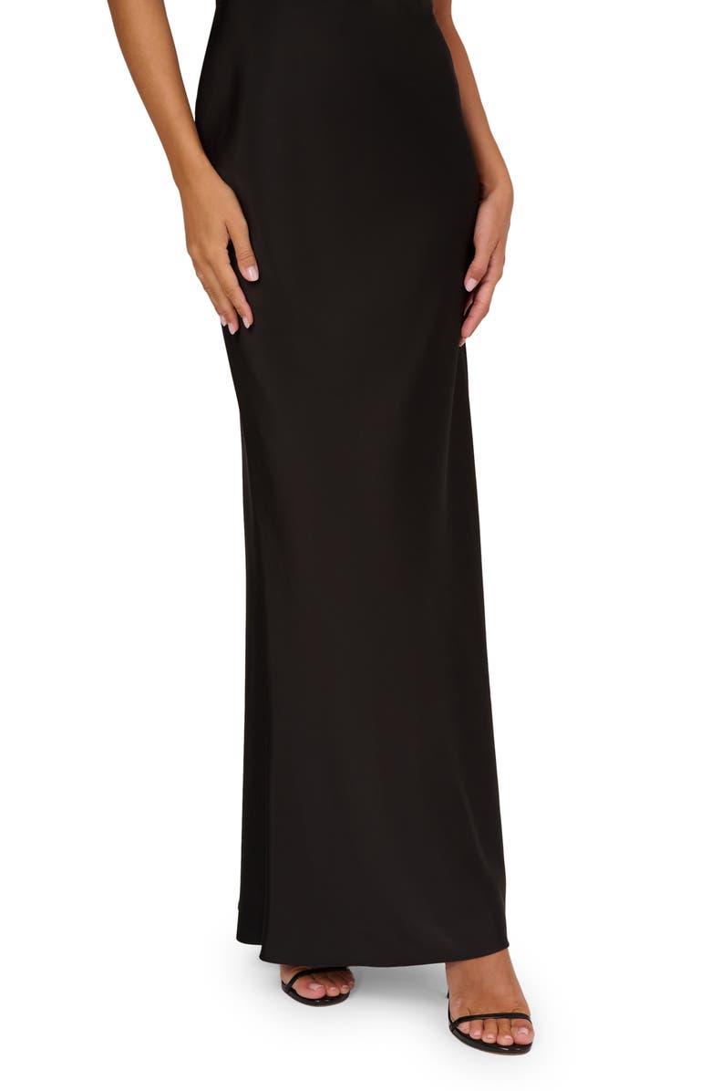 Adrianna Papell Cowl Neck Open Back Satin Gown, Alternate, color, Black
