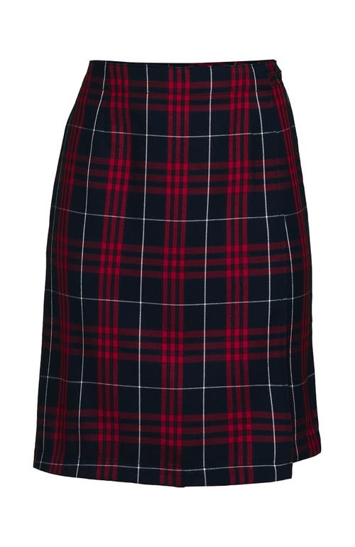 Lands' End School Uniform Plaid A Line Tab Skort Top Of Knee In Multi