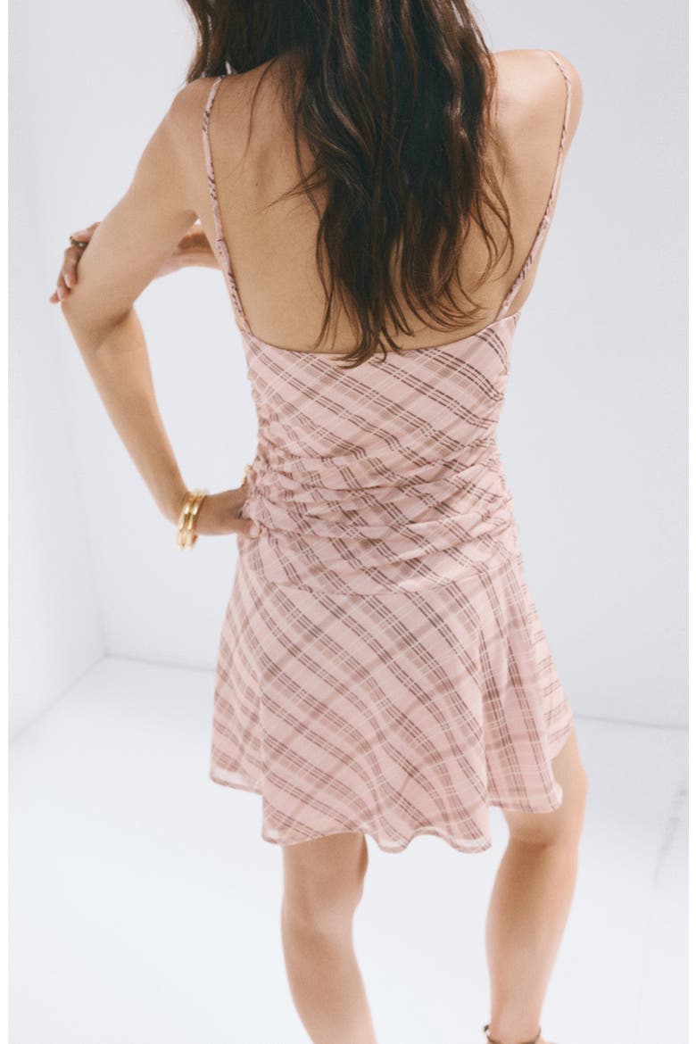 Gathered Checked Dress, Alternate, color, PINK