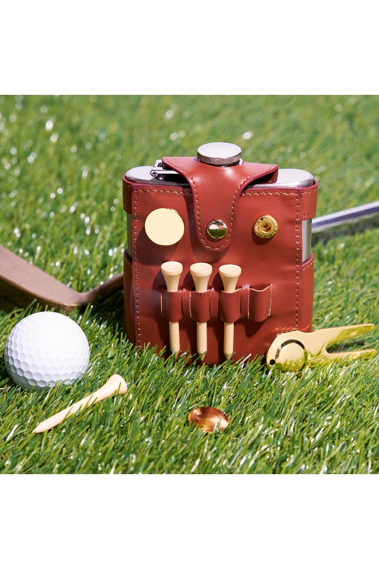 Golfer's Flask and Accessory Set, Alternate, color, Brown