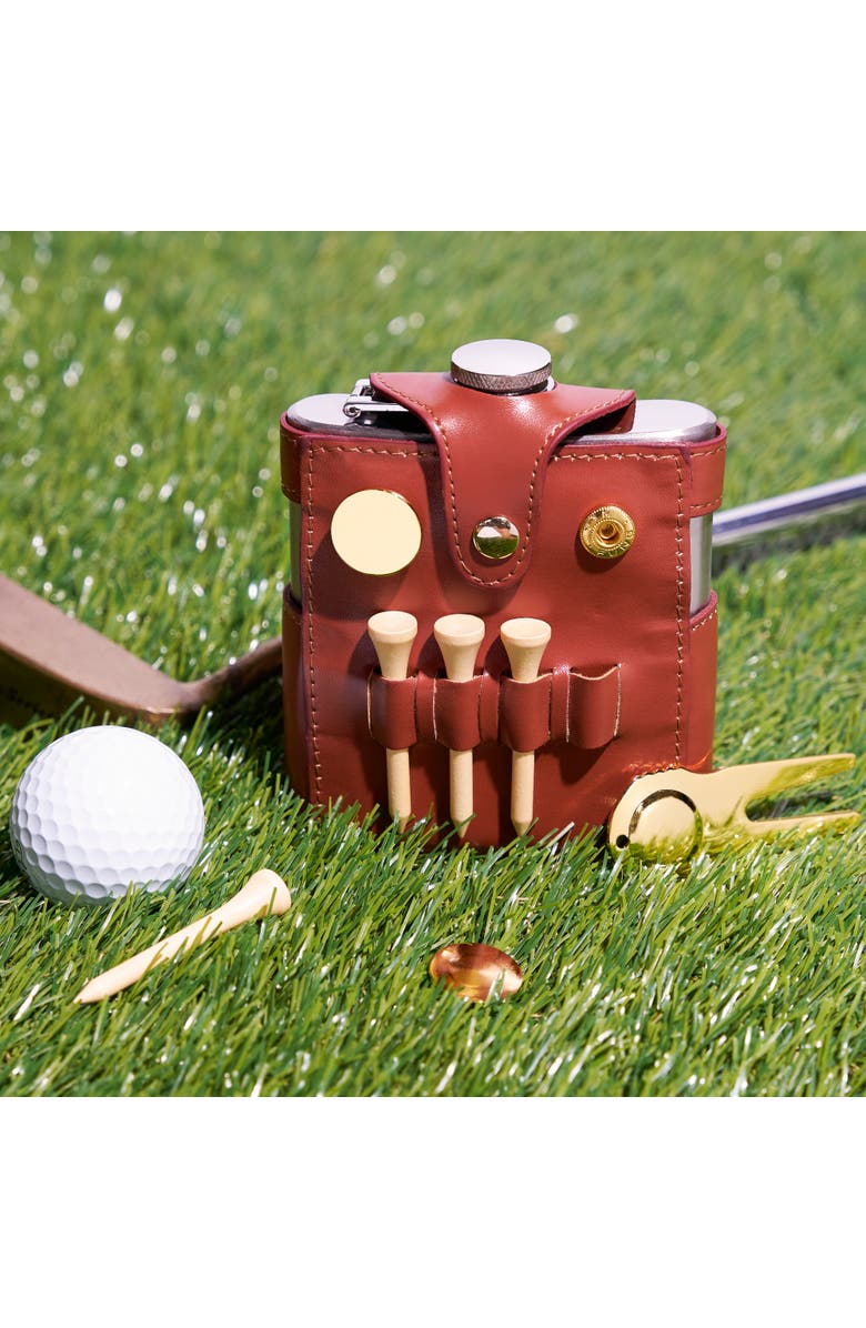 true Golfer's Flask and Accessory Set, Alternate, color, Brown