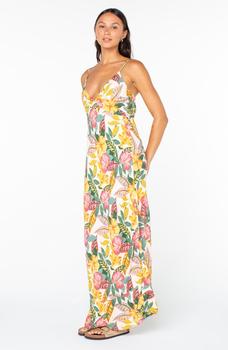 Roxy Lost Paradise Floral Maxi Dress, Alternate, color, Multi Yellow