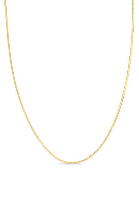 14K Gold 1mm Herringbone Chain Necklace