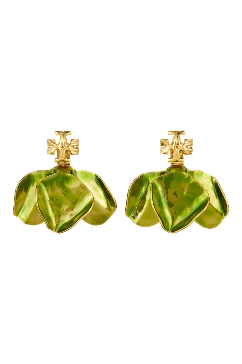 Roxanne Front/Back Earrings, Main, color, GOLD / GREEN