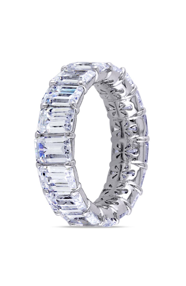 Julianna B. Cubic Zirconia Emerald-Cut Eternity Ring, Alternate, color, Sterling Silver