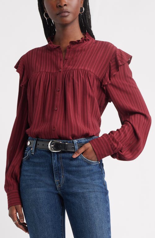 Treasure & Bond Ruffle Button-up Shirt In Purple