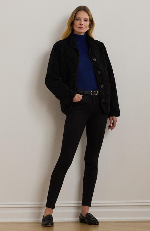 Ralph Lauren Lauren Quilted Faux Shearling Jacket In Black