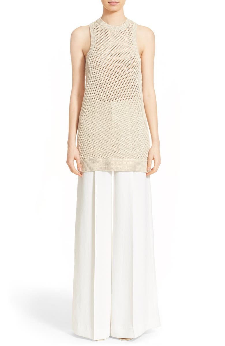 Vince Diagonal Mesh Cotton Tunic Tank, Alternate, color,