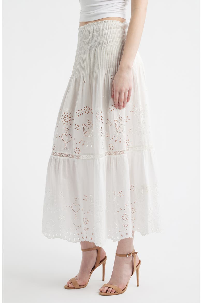 Mallow Eyelet Tiered Maxi Skirt, Alternate, color, WHITE