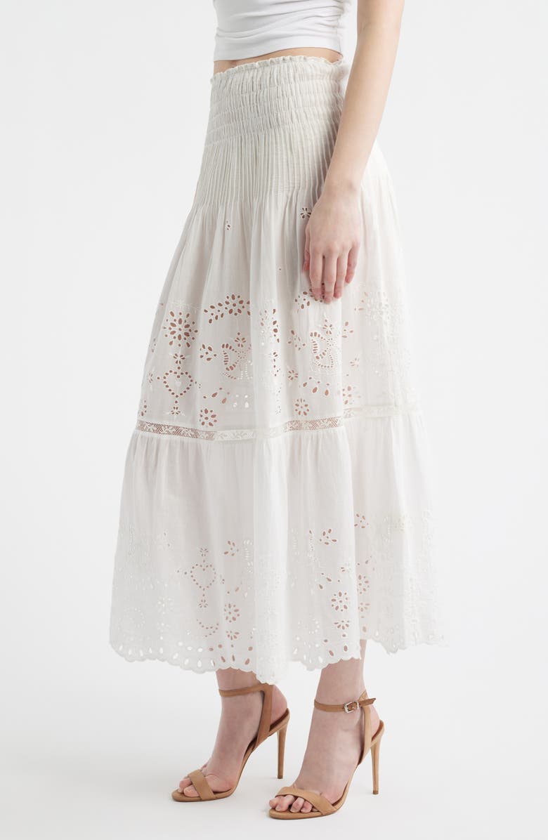 LoveShackFancy Mallow Eyelet Tiered Maxi Skirt, Alternate, color, 