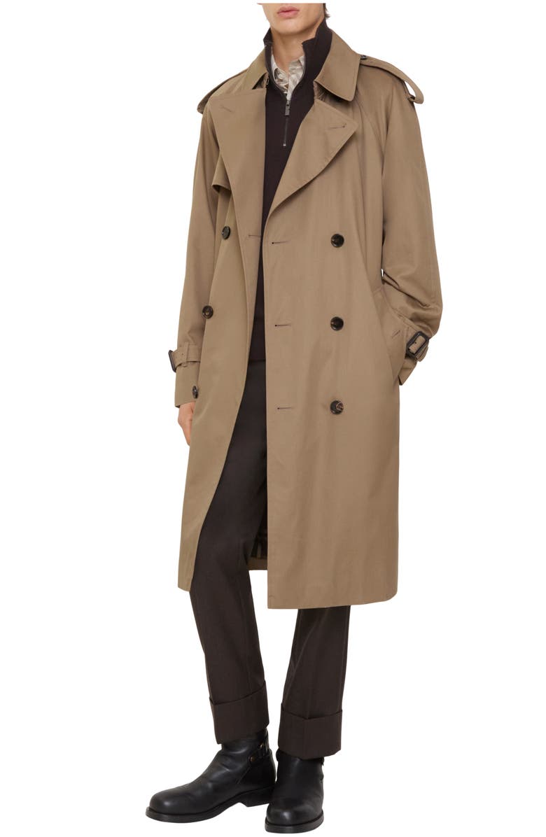 Burberry Long Gabardine Chestwood Trench Coat, Main, color, Clay Brown