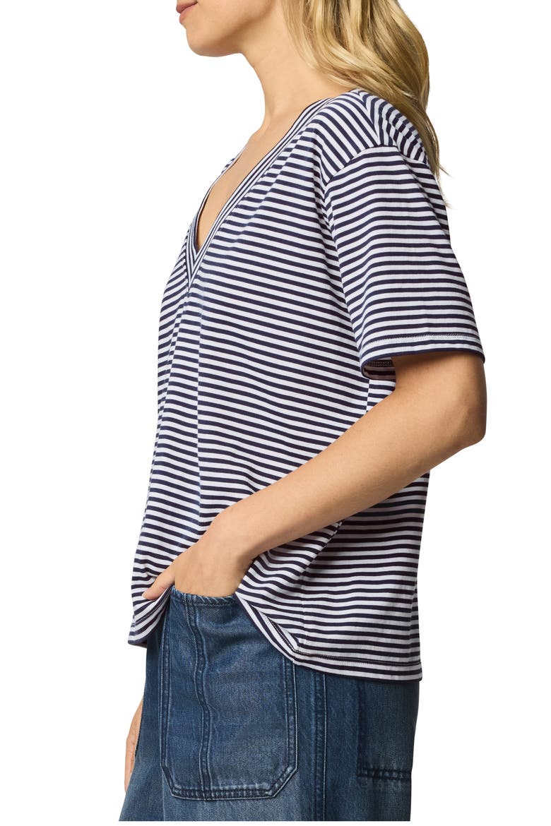 Kacey Stripe V-Neck T-Shirt, Alternate, color, NAVY BLUE/ WHITE