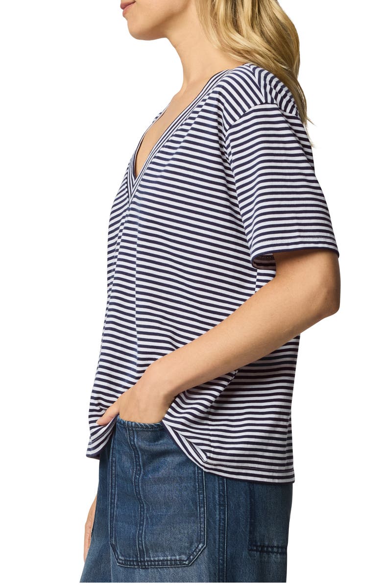 Splendid Kacey Stripe V-Neck T-Shirt, Alternate, color, Navy Blue/ White