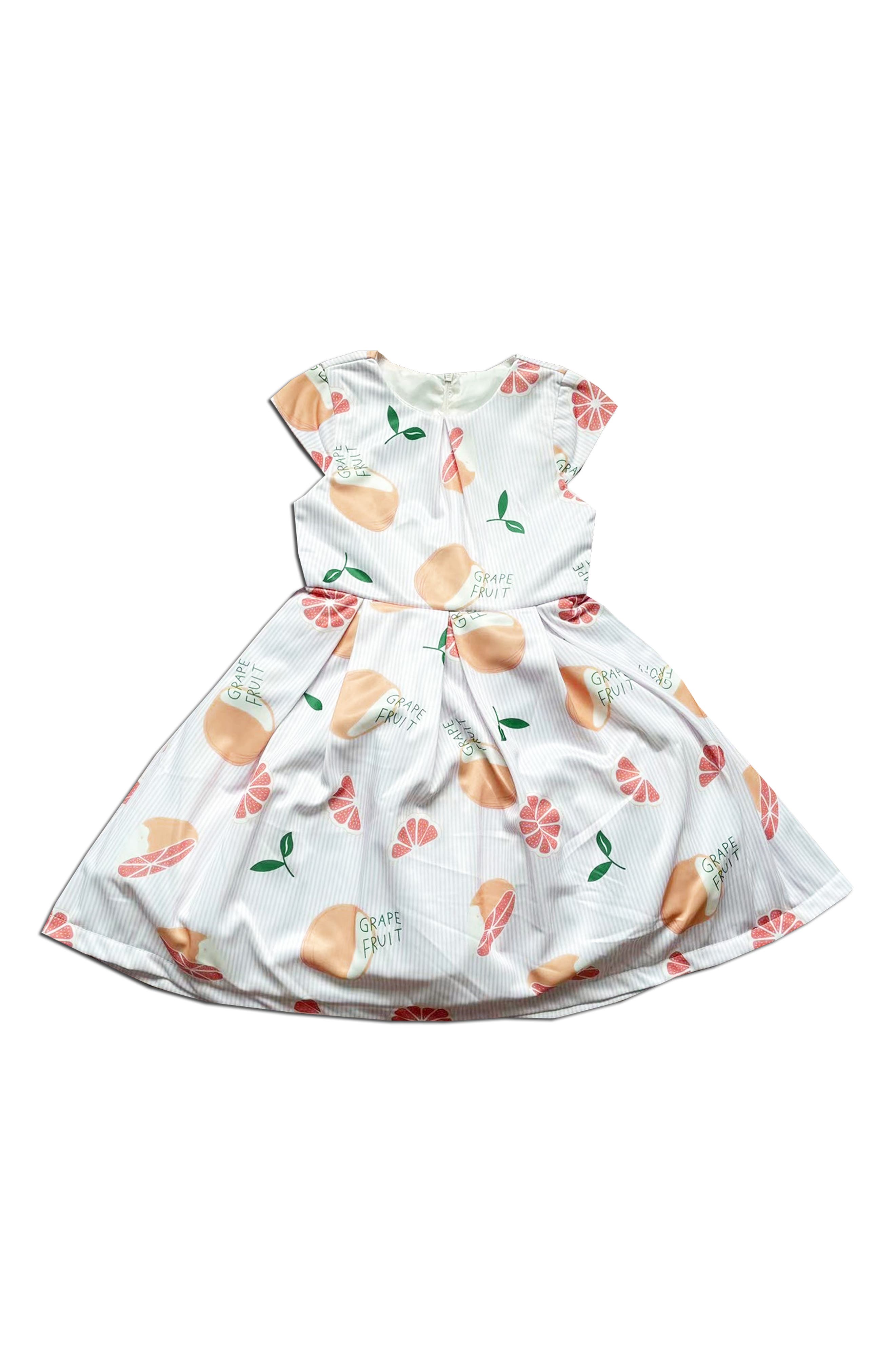 Kids' Grapefruit Print Pleated Dress