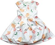 JOE-ELLA Kids' Grapefruit Print Pleated Dress