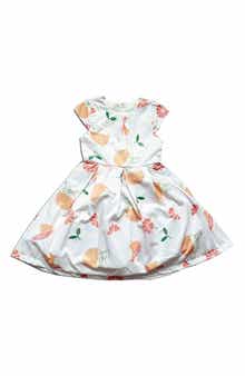 Kids' Grapefruit Print Pleated Dress