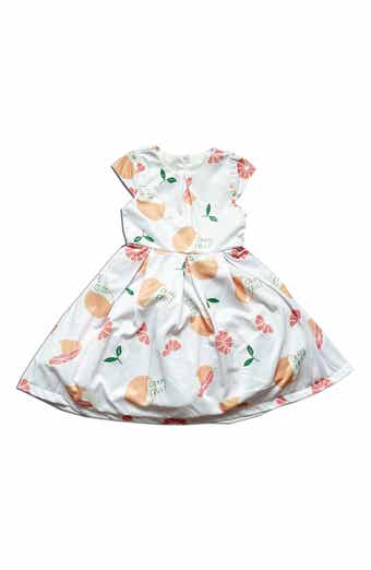 Kids' Grapefruit Print Pleated Dress