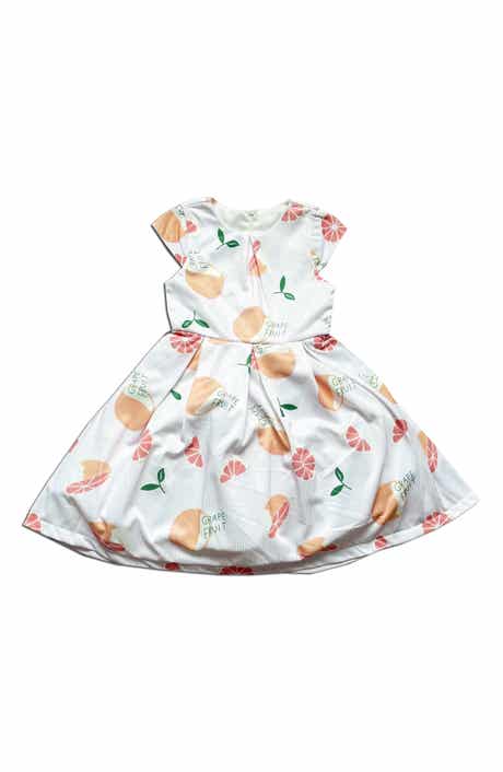 Kids' Grapefruit Print Pleated Dress