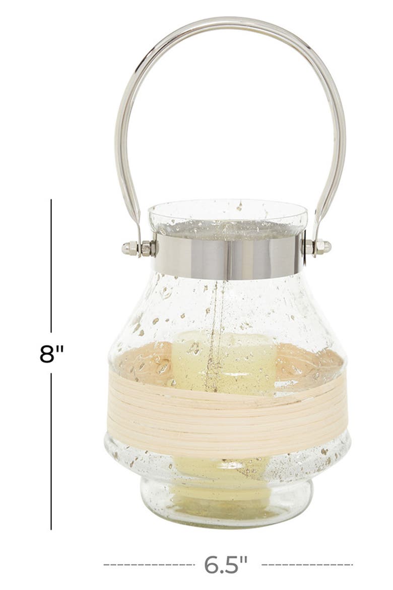 Clear Glass Candle Lantern with Curved Handle, Alternate, color, CLEAR