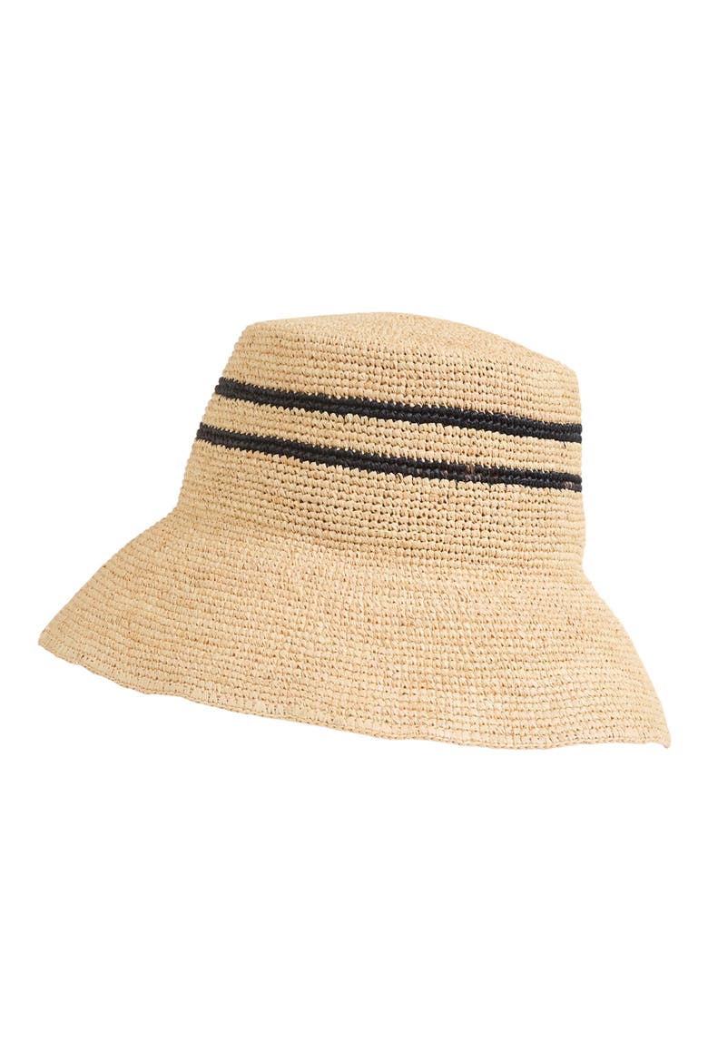 Stripe Straw Bucket Hat, Alternate, color, NATURAL