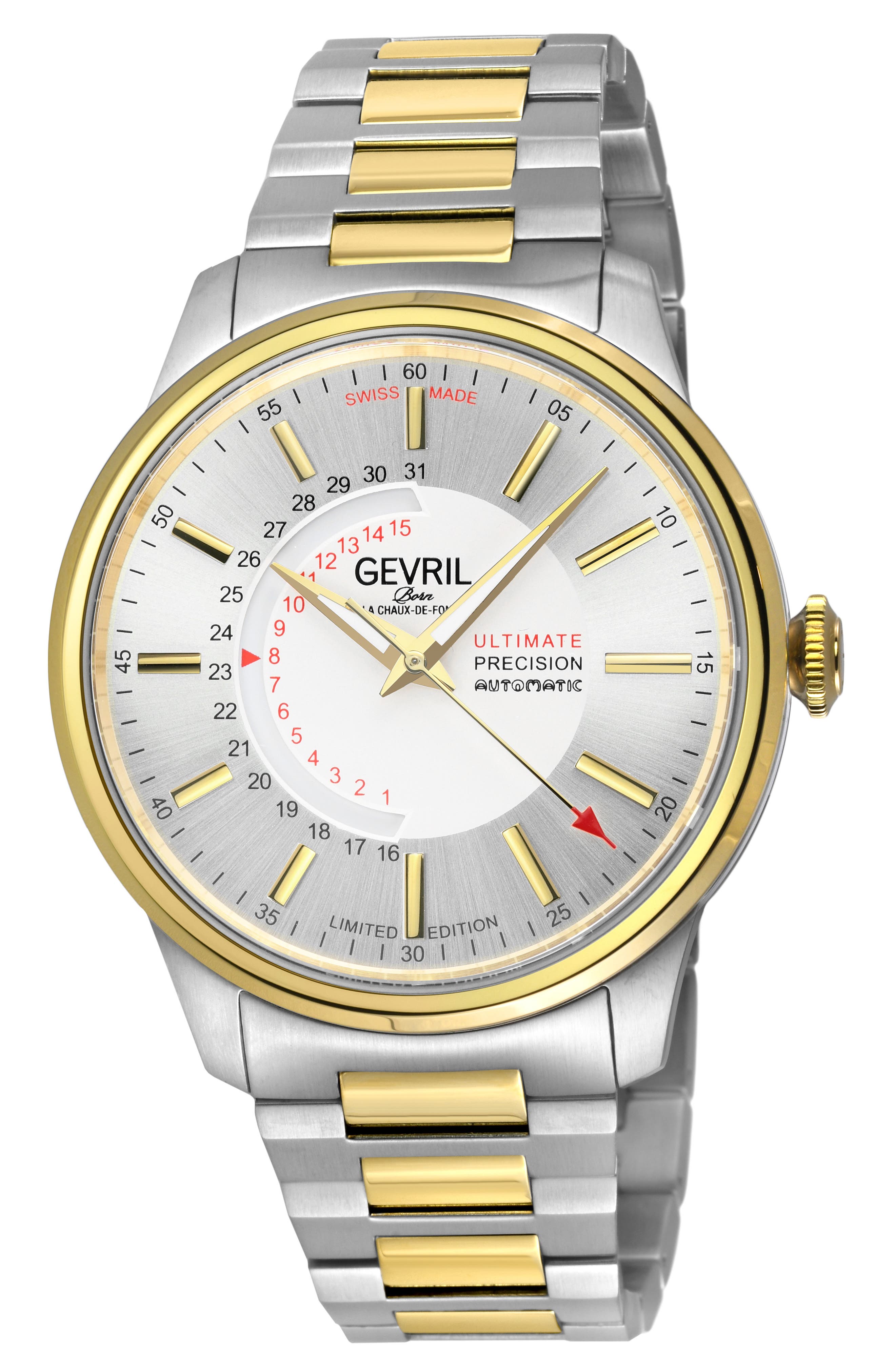 GEVRIL Guggenheim Automatic Bracelet Watch, 44mm