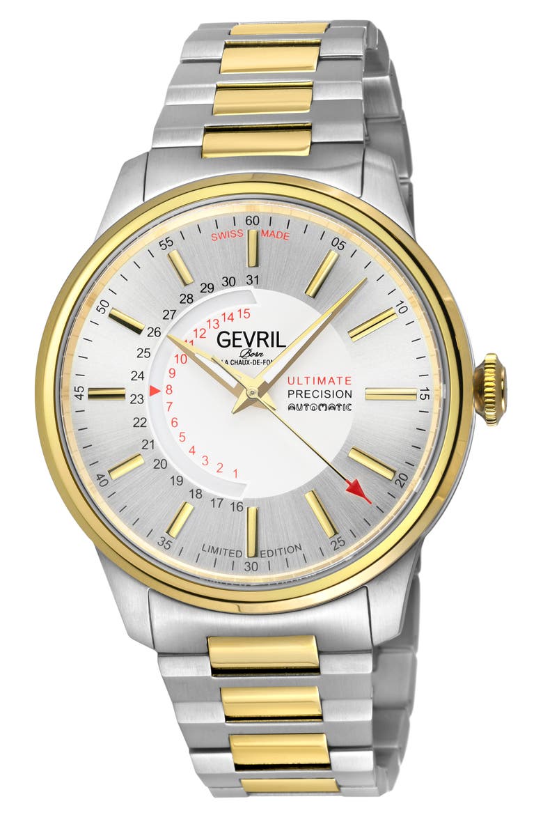 Guggenheim Automatic Bracelet Watch, 44mm, Main, color, TWO TONE STAINLESS STEEL