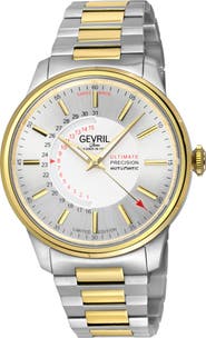GEVRIL Guggenheim Automatic Bracelet Watch, 44mm