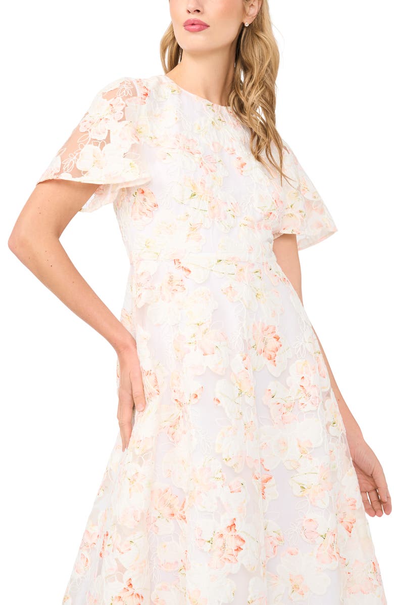 Ted Baker Natalia Floral Flare Midi Dress, Alternate, color, Rose Bisque