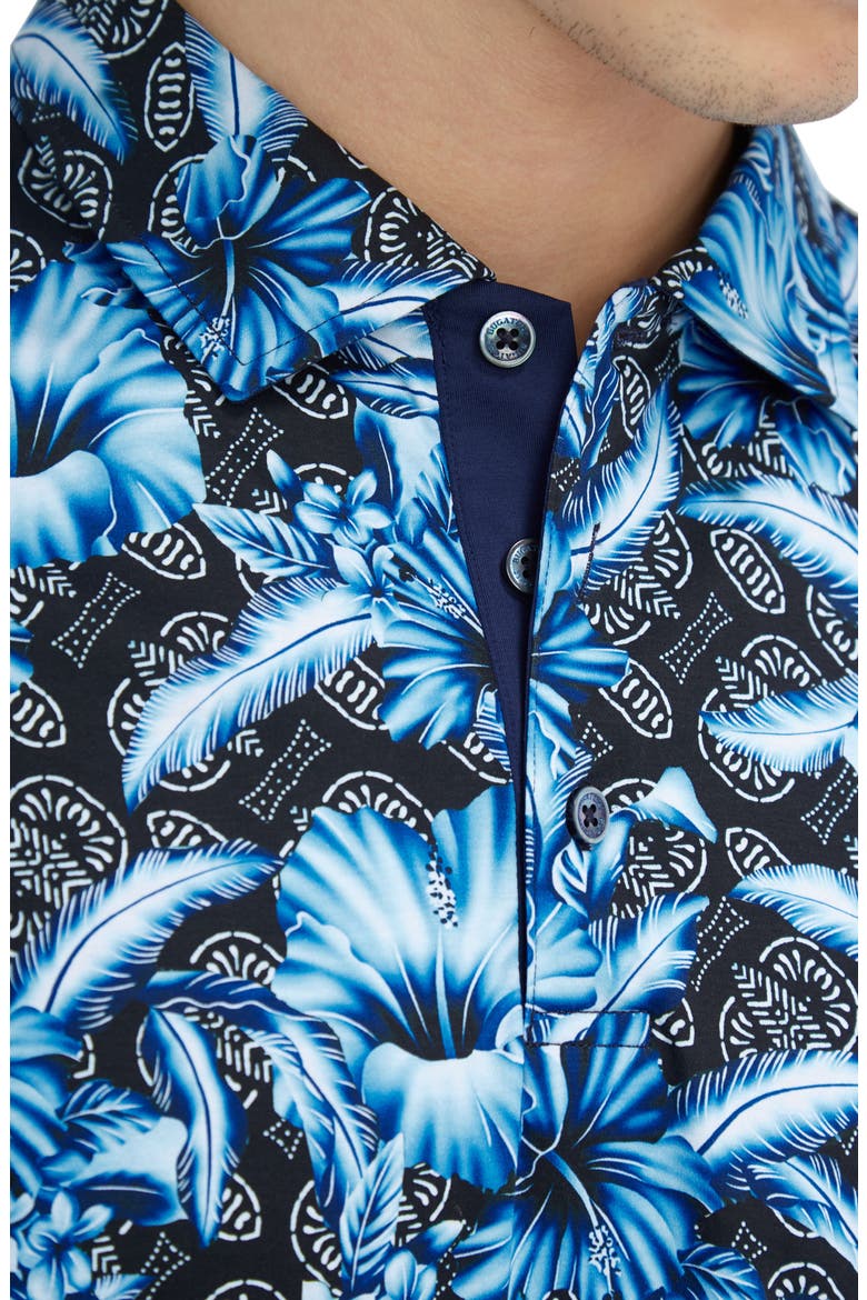 Hendrix Digital Floral Print Pima Cotton Polo, Alternate, color, NAVY
