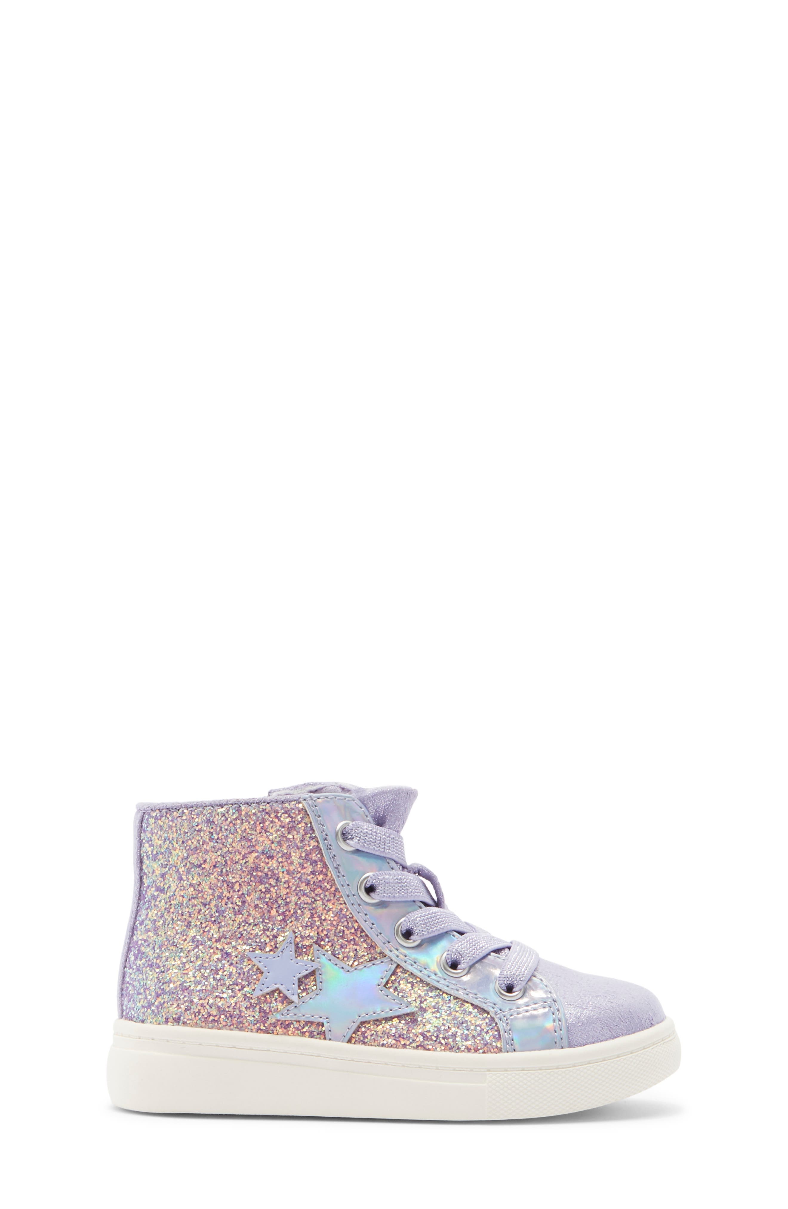 Harper Canyon Kids' Aimie High Top Sneaker, Alternate, color, Purple Glitter