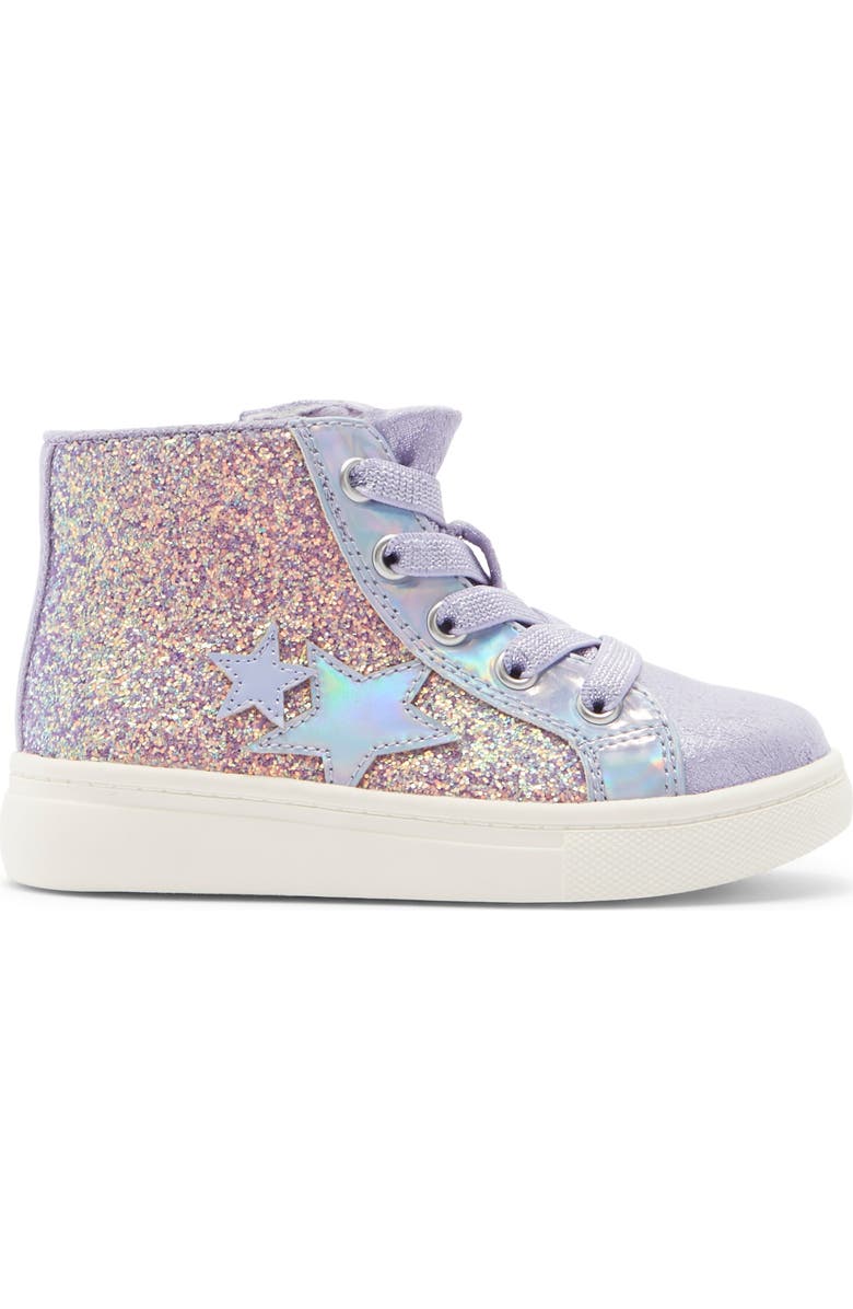 Harper Canyon Kids' Aimie High Top Sneaker, Alternate, color, Purple Glitter