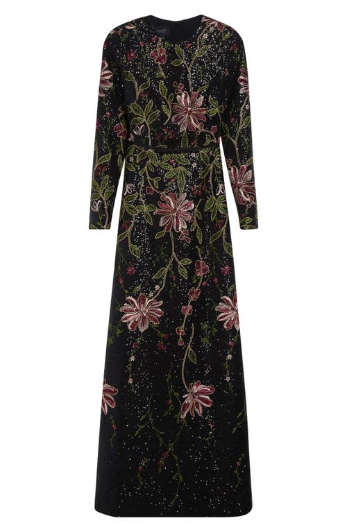 Giambattista Valli Floral Sequined Long-sleeve A-line Gown In Multi