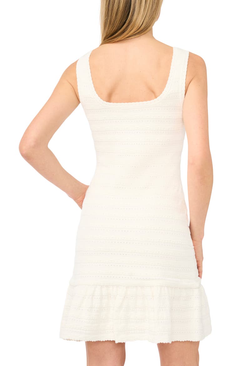 Square Neck Pointelle Minidress, Alternate, color, ANTIQUE WHITE