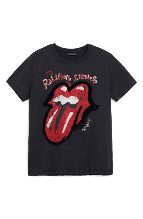 Desigual Embroidered Graphic T-shirt In Black