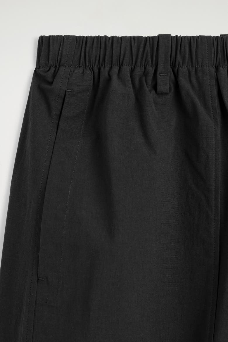 Cotton Barrel-leg Utility Pants, Alternate, color, BLACK