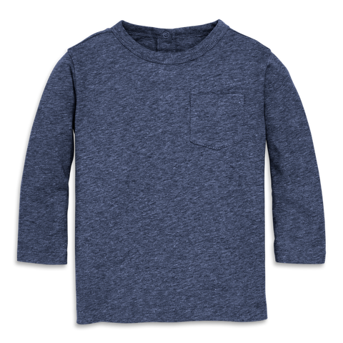 Baby Heathered Long Sleeve Pocket Tee