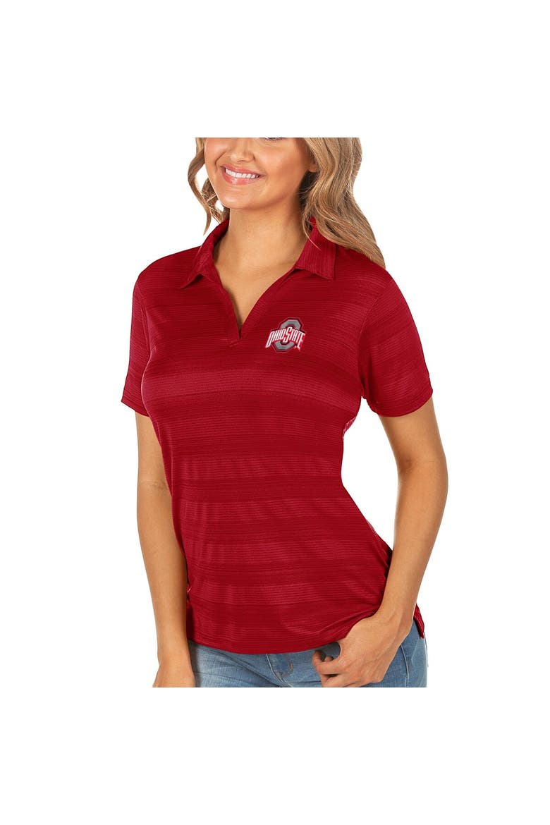 Women's Antigua Scarlet Ohio State Buckeyes Compass Polo, Main, color, Scarlet