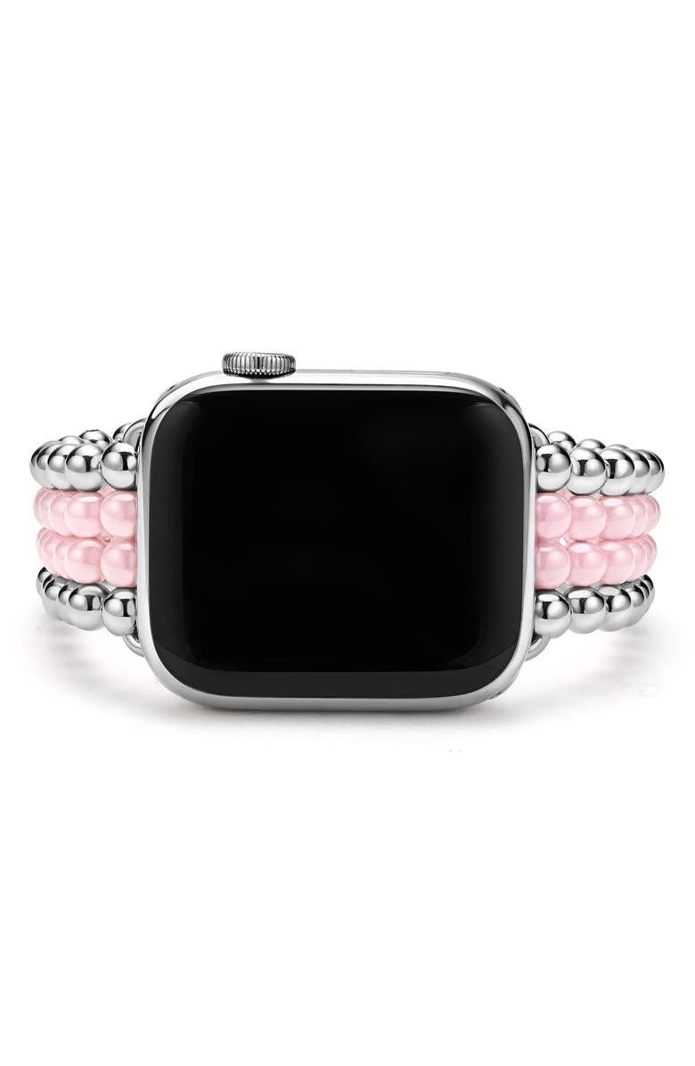 LAGOS Smart Caviar Infinite Pink Ceramic Apple Watch<sup>®</sup> Watchband, Alternate, color, Pink/ Silver