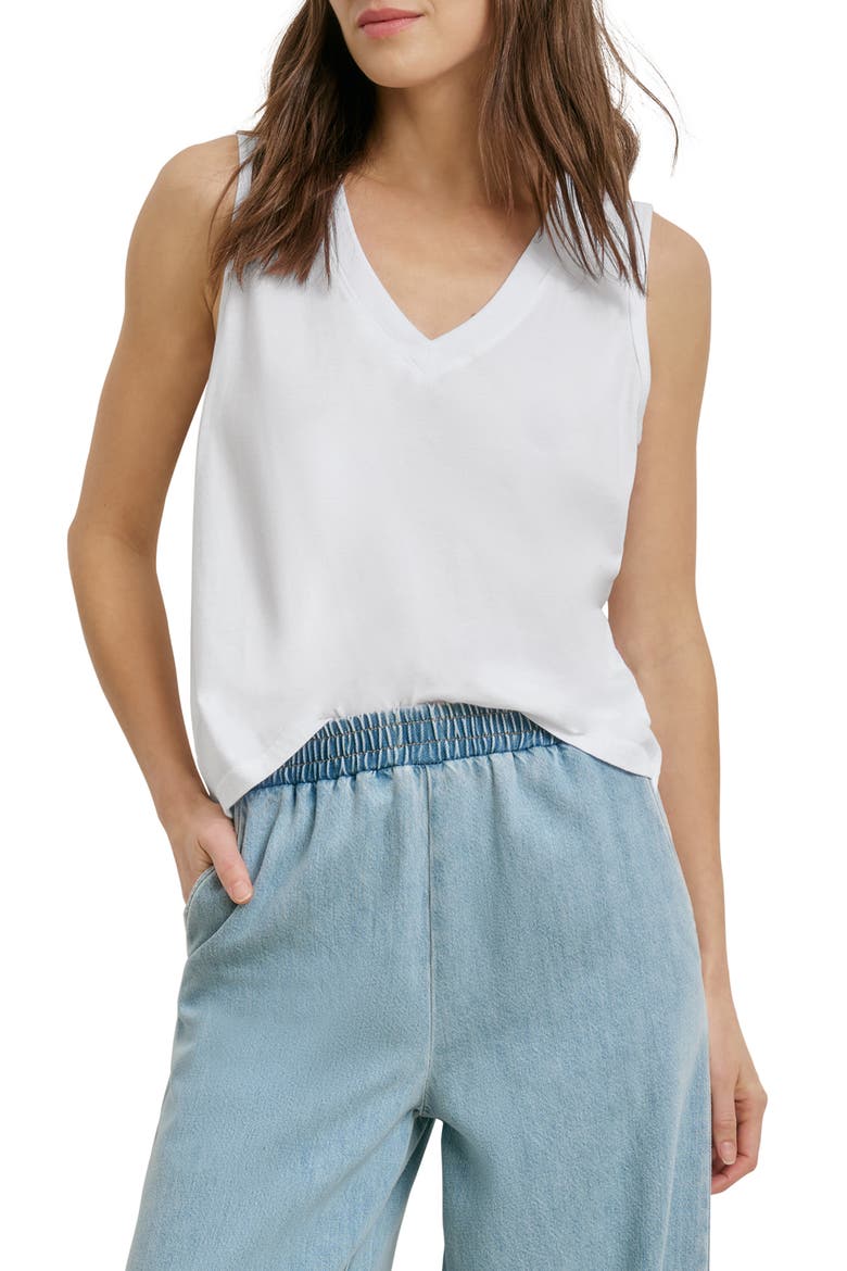 The Everyday Organic Cotton V-Neck Tank, Main, color, WHITE