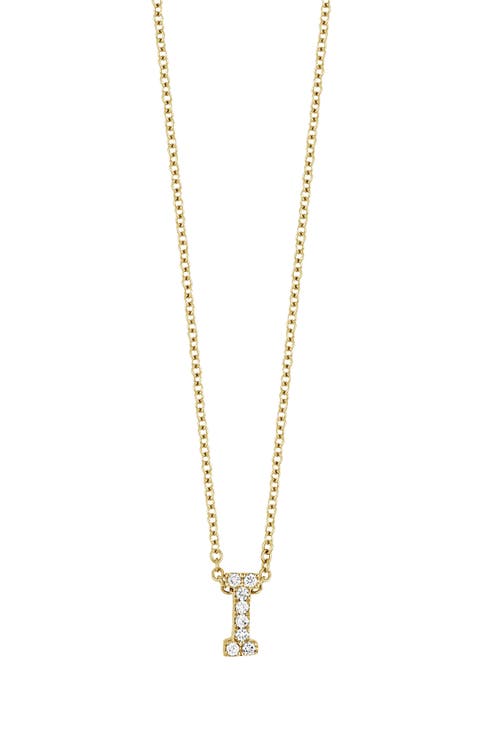 18k Gold Pavé Diamond Initial Pendant Necklace